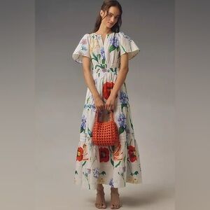 NWT Anthropologie The Somerset Maxi Dress White Floral Size S